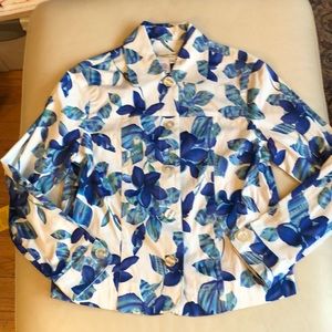 Coldwater Creek white/blue floral print jacket